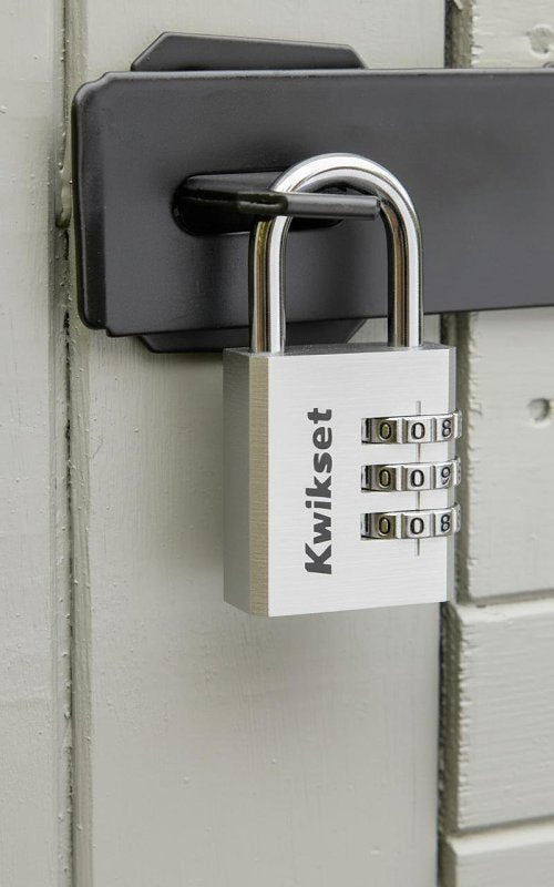 Kwikset 90260-440 Padlock, No Key, 0.19 in Dia Shackle, 1-1/16 in H Shackle, Steel Shackle, Aluminum Body