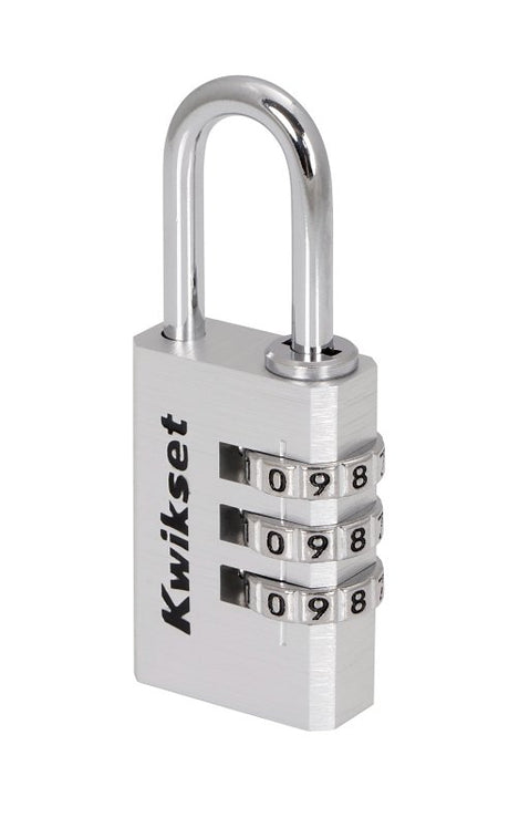 Kwikset 90260-440 Padlock, No Key, 0.19 in Dia Shackle, 1-1/16 in H Shackle, Steel Shackle, Aluminum Body