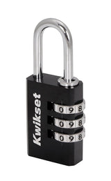 Kwikset 90260-441 Padlock, No Key, 0.19 in Dia Shackle, 1 in H Shackle, Steel Shackle, Aluminum Body