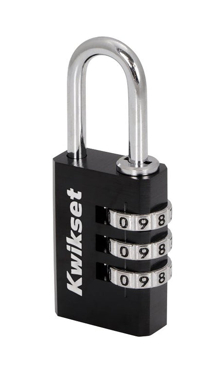 Kwikset 90260-441 Padlock, No Key, 0.19 in Dia Shackle, 1 in H Shackle, Steel Shackle, Aluminum Body