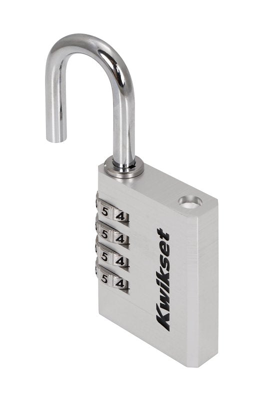 Kwikset 90260-460 Padlock, No Key, 0.24 in Dia Shackle, 1-3/16 in H Shackle, Steel Shackle, Aluminum Body