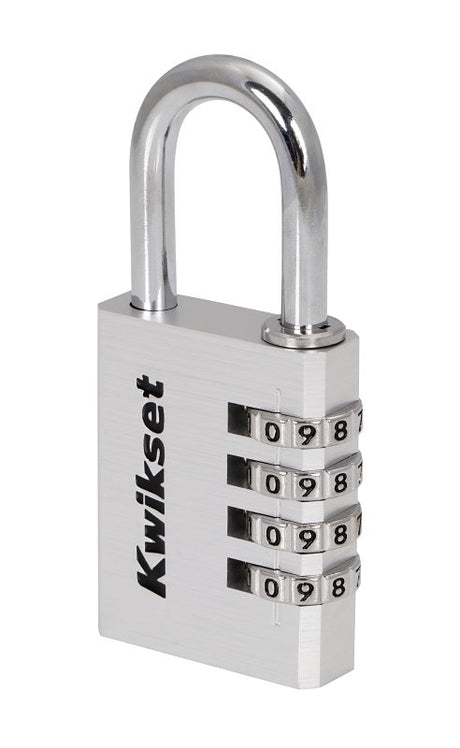 Kwikset 90260-460 Padlock, No Key, 0.24 in Dia Shackle, 1-3/16 in H Shackle, Steel Shackle, Aluminum Body