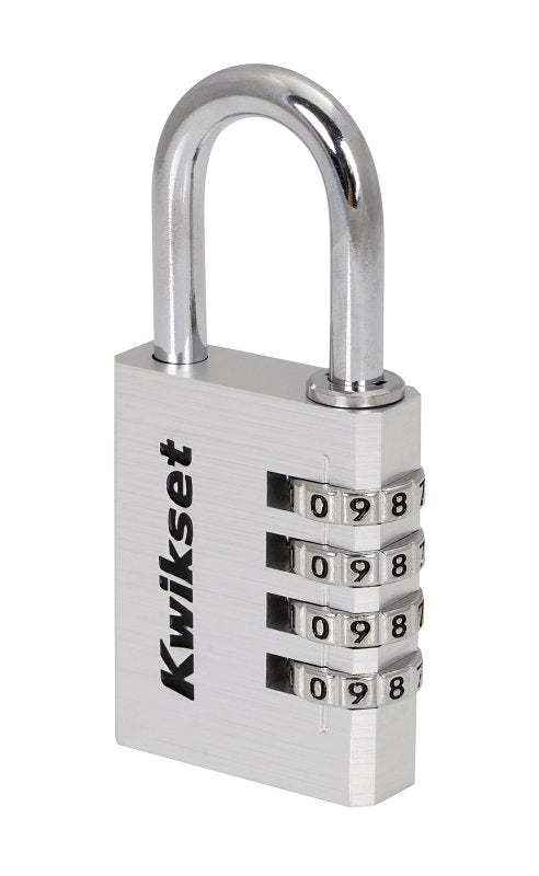 Kwikset 90260-460 Padlock, No Key, 0.24 in Dia Shackle, 1-3/16 in H Shackle, Steel Shackle, Aluminum Body