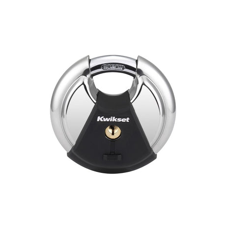Kwikset 90260-504 Discus Padlock, Keyed Alike Key, 0.42 in Dia Shackle, 0.66 in H Shackle, Boron Carbide Shackle