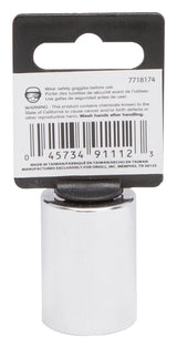 Vulcan MT6531057 Drive Socket, 21 mm Socket, 1/2 in Drive, 12-Point, Chrome Vanadium Steel, Chrome