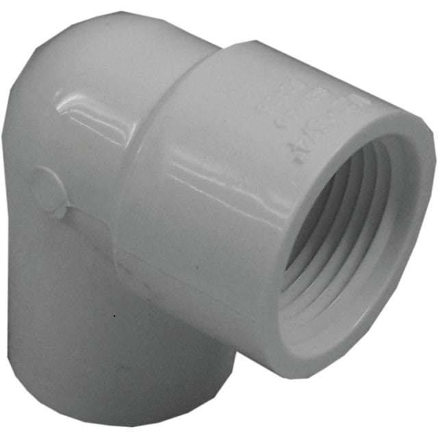 IPEX 435514 Pipe Elbow, 1/2 x 3/4 in, Slip x FPT, 90 deg Angle, PVC, White, SCH 40 Schedule, 480 psi Pressure