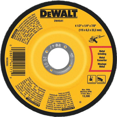 DEWALT DW4541 Grinding Wheel, 4-1/2 in Dia, 1/4 in Thick, 7/8 in Arbor, 24 Grit, Coarse, Aluminum Oxide Abrasive, Pack of 25