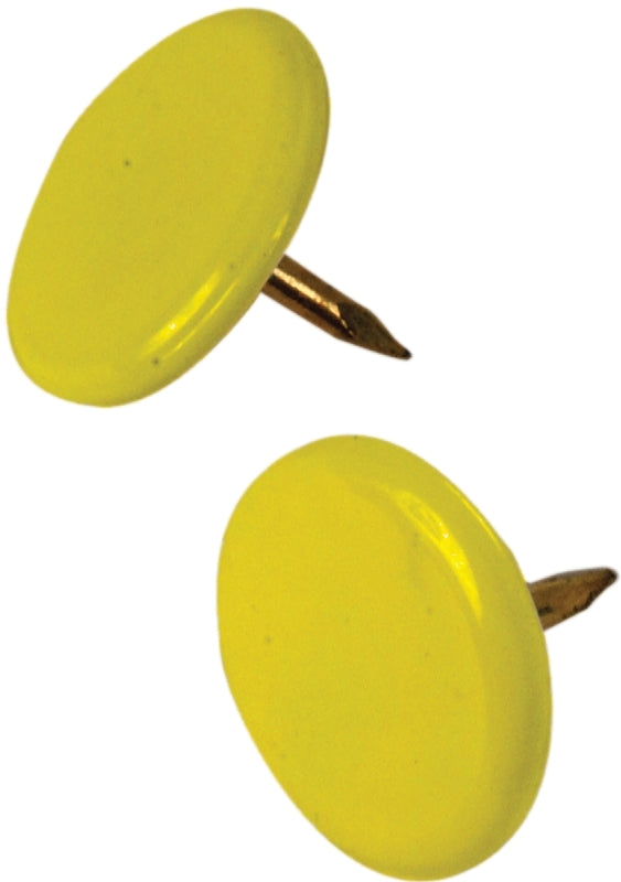 Hillman 122671 Thumb Tack, 15/64 in Shank, Steel, Painted, Yellow, Cap Head, Sharp Point, Pack of 6