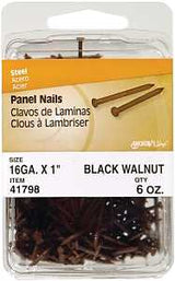 Hillman 41798 Panel Nail, 1 in L, Steel, Panel Head, Ring Shank, Walnut, 6 oz, Pack of 5