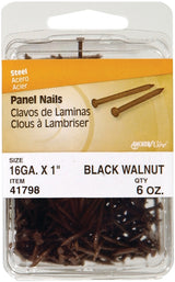 Hillman 41799 Panel Nail, 1-5/8 in L, Steel, Panel Head, Ring Shank, Walnut, 6 oz, Pack of 5