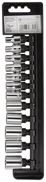 Vulcan TS1012S-P Socket Set, Chrome Vanadium Steel, Chrome