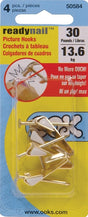 OOK 50584 Picture Hanger, 30 lb, Steel, Brass, Gold, 4/PK, Pack of 12