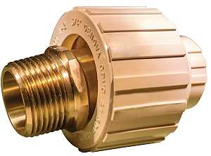 Nibco T00340D Transition Pipe Union, 3/4 in, Slip x MIP, Brass/CPVC