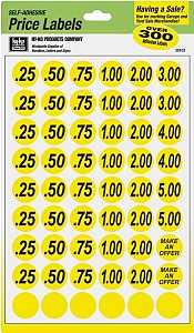 Hy-Ko 30103 Price Label, Black Legend, Yellow Background, Pack of 10