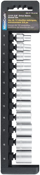 Vulcan TS1012M-P Socket Set, Chrome Vanadium Steel, Chrome