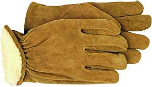 Boss 4176M Gloves, Men's, M, Keystone Thumb, Open, Shirred Elastic Back Cuff, Cowhide Leather, Brown