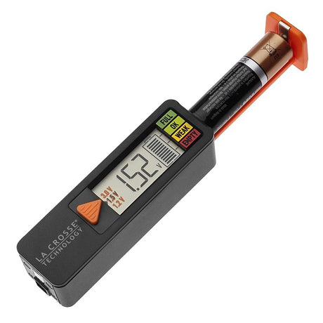La Crosse 911-143 Battery Tester, For: AAA, AA, C, D, N, 9V and Any 3V Button Cell Batteries, Pack of 12