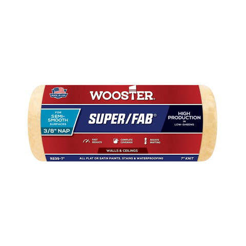 Wooster Super/Fab Fabric 7 in. W X 3/8 in. Regular Paint Roller Cover 1 pk, Pack of 12