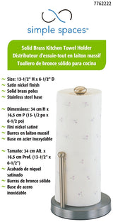 Simple Spaces L1070-26-02-M Paper Towel Holder, 3/4 in Dia Rod, 12 in L Rod, Satin Nickel