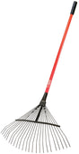 BULLY Tools 92312 Thatching and Leaf Rake, Steel Tine, 24-Tine, Fiberglass Handle, 50 in L Handle