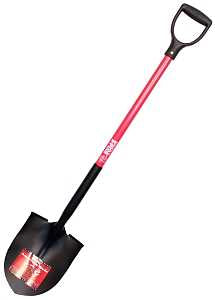 BULLY Tools 62510 Professional-Grade Shovel, 9-1/2 in W Blade, Steel Blade, Fiberglass Handle, D-Grip Handle