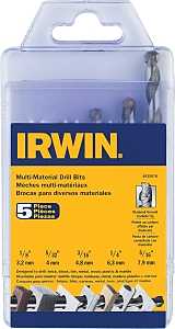 Irwin 4935078 Drill Bit Set, Multi-Material, 5-Piece, Steel, Uncoated