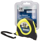 Vulcan 26-7.5X25-G Tape Measure, 25 ft L Blade, 1 in W Blade, Steel Blade, ABS Plastic Case, Lime Case