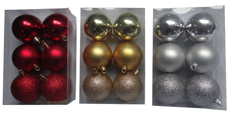 Hometown Holidays 99607 Christmas Ornament, PVC, Gold/Silver/ Red, Pack of 48