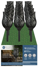 Boston Harbor 27096 Solar Flickering Flame Torch Light, Ni-MH Battery, AA Battery, 12-Lamp, LED Lamp, Plastic Fixture, Pack of 12