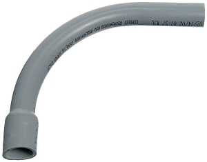 Carlon UA9AGB-CTN Elbow, 1-1/4 in Trade Size, 90 deg Angle, SCH 40 Schedule Rating, PVC, Bell End, Gray