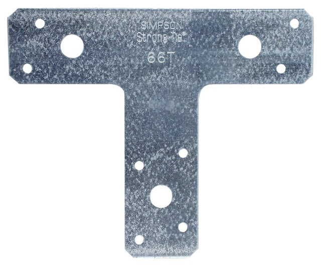 Simpson Strong-Tie T Series 66T T-Strap Tie, 14 ga, Steel, Galvanized/Zinc, Pack of 10