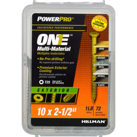 HILLMAN POWERPRO ONE No. 10 X 2-1/2 in. L Star Flat Head Coarse Multi-Material Screw