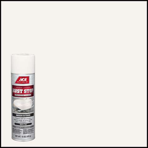 Ace Rust Stop Flat White Protective Enamel Spray Paint 15 oz, Pack of 6