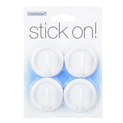 iDesign 1 in. L White Plastic Small stick on Hook 4 pk