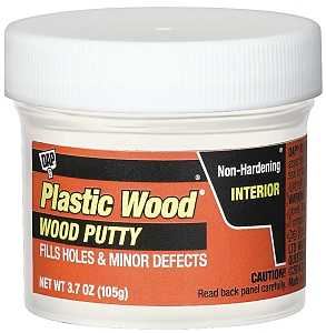 DAP 7079821245 Wood Putty, Solid, Mild, Pleasant, White, 3.7 oz, Tub, Pack of 6