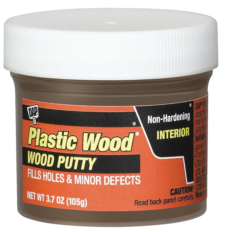 DAP 7079821255 Wood Putty, Solid, Mild, Pleasant, Dark Walnut, 3.7 oz, Tub, Pack of 6