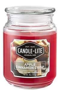 Candle-Lite 3297021 Jar Candle, Apple Cinnamon Crisp Fragrance, Crimson Candle, 70 to 110 hr Burning, Pack of 4