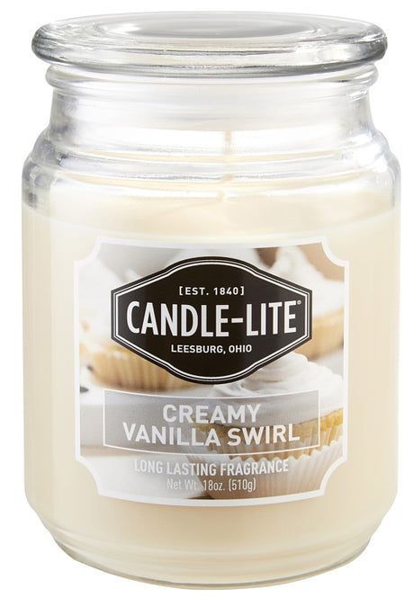 Candle-Lite 3297553 Jar Candle, Creamy Vanilla Swirl Fragrance, Ivory Candle, 70 to 110 hr Burning, Pack of 4