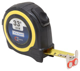 Vulcan 58-10X25-A Tape Measure, 33 ft L Blade, 1 in W Blade, Steel Blade, ABS Plastic Case, Yellow Case