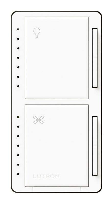 Lutron MACL-LFQH-WH Fan Control and Light Dimmer, 1 -Pole, 120 VAC, 60 Hz, White