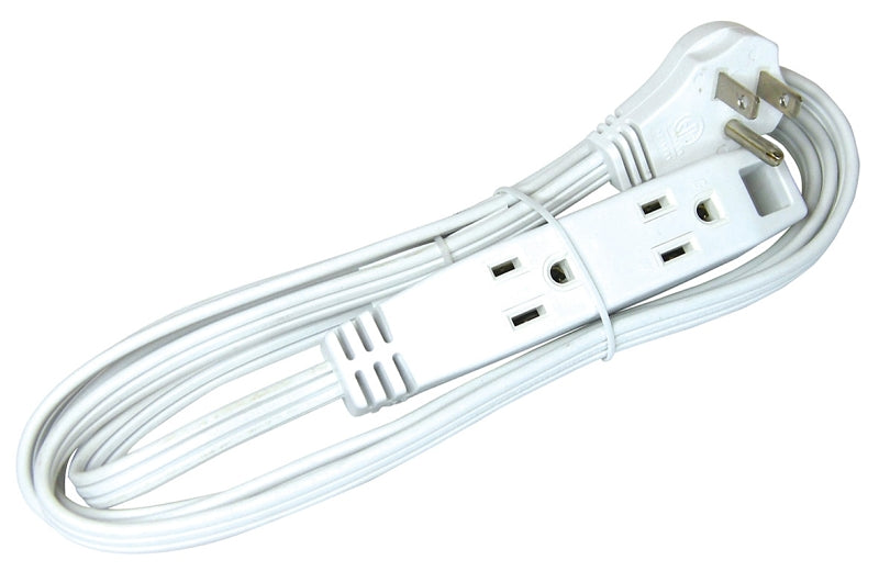 PowerZone OR930606 Extension Cord, 16 AWG Cable, 6 ft L, 125 V, White