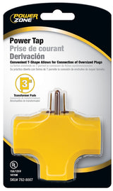 PowerZone ORAD0200 Outlet Tap, 125 V, 3-Outlet, Yellow