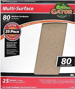 Gator 3265 Sanding Sheet, 11 in L, 9 in W, 80 Grit, Medium, Aluminum Oxide Abrasive