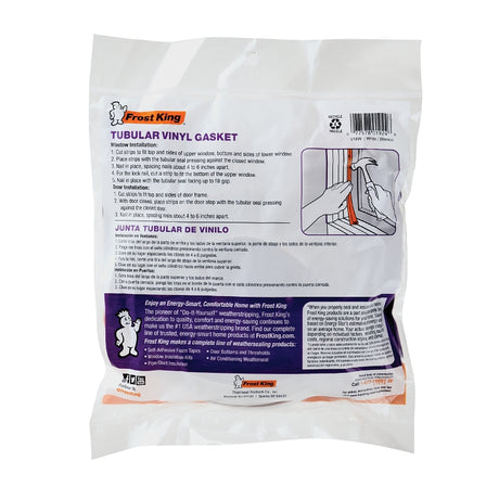 Frost King V18WH Gasket Weatherstrip, 1/2 in W, 1/4 in Thick, 17 ft L, Vinyl, White