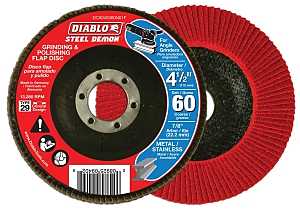 Diablo Steel Demon DCX045060N01F Flap Disc, 4-1/2 in Dia, 7/8 in Arbor, 60 Grit, Coarse, Zirconia Abrasive, Pack of 5