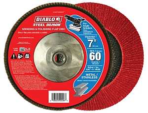 Diablo Steel Demon DCX070060B01F Flap Disc with Hub, 7 in Dia, 5/8-11 Arbor, 60 Grit, Coarse, Zirconia Abrasive