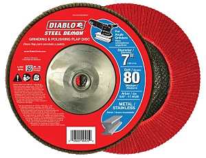 Diablo Steel Demon DCX070080B01F Flap Disc with Hub, 7 in Dia, 5/8-11 Arbor, 80 Grit, Medium, Zirconia Abrasive