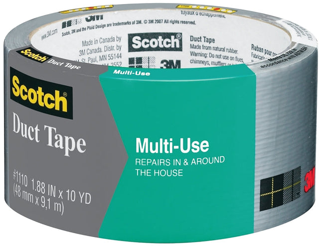 Scotch 2910-C Duct Tape, 10 yd L, 1.88 in W, Gray