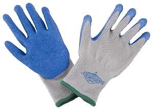 Diamondback GV-SHOWA/M Gripper Work Gloves, Men & Women, 9-1/8 in L, Knit Liner Cuff, Rubber Latex Coating, Grey & Blue