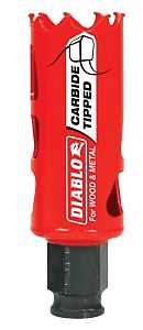 Diablo DHS1125CT GP Hole Saw, 1-1/8 in Dia, 2-3/8 in D Cutting, 3/8 in Arbor, Carbide Cutting Edge, Pack of 2